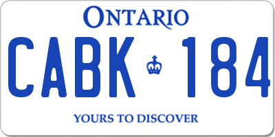 ON license plate CABK184