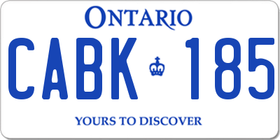 ON license plate CABK185