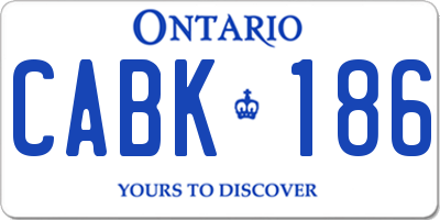 ON license plate CABK186