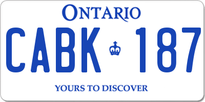 ON license plate CABK187