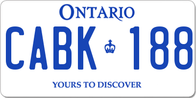 ON license plate CABK188