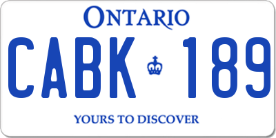 ON license plate CABK189