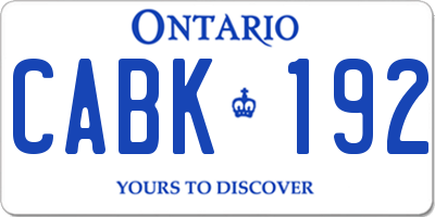 ON license plate CABK192