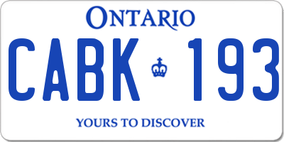 ON license plate CABK193