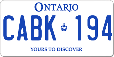 ON license plate CABK194