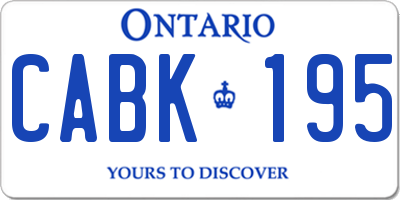 ON license plate CABK195