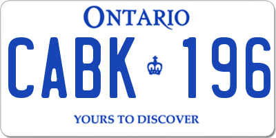 ON license plate CABK196