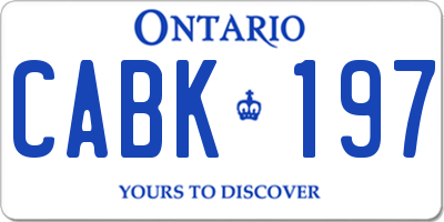 ON license plate CABK197