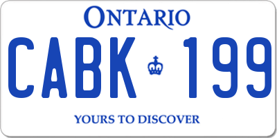 ON license plate CABK199