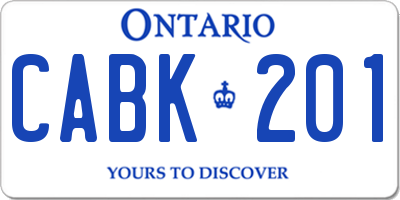 ON license plate CABK201