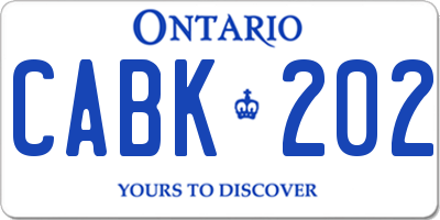 ON license plate CABK202