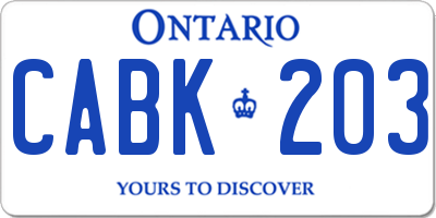 ON license plate CABK203