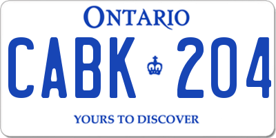 ON license plate CABK204