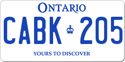 ON license plate CABK205