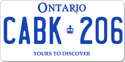 ON license plate CABK206