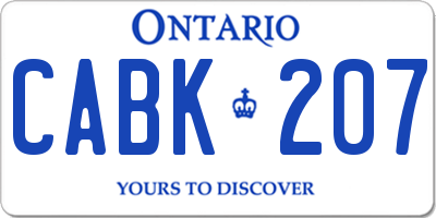 ON license plate CABK207