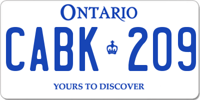 ON license plate CABK209