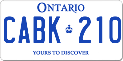 ON license plate CABK210