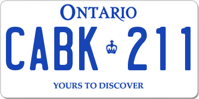 ON license plate CABK211