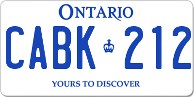 ON license plate CABK212