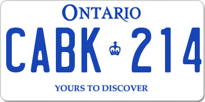 ON license plate CABK214