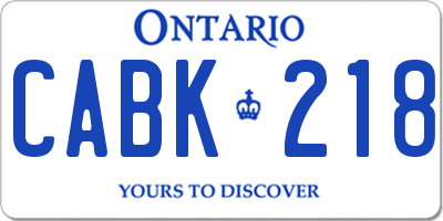 ON license plate CABK218