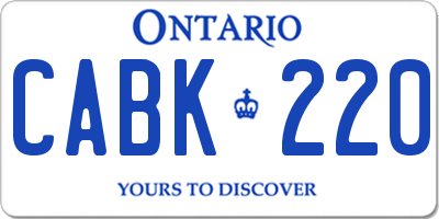 ON license plate CABK220