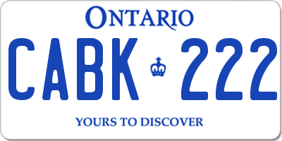 ON license plate CABK222