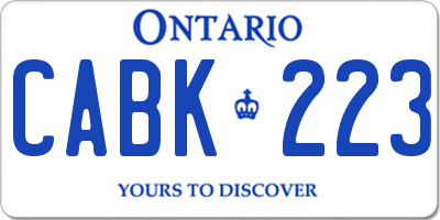 ON license plate CABK223