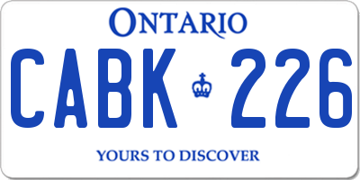 ON license plate CABK226