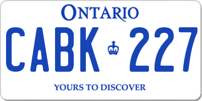 ON license plate CABK227