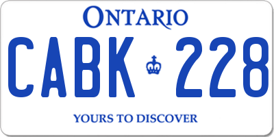 ON license plate CABK228