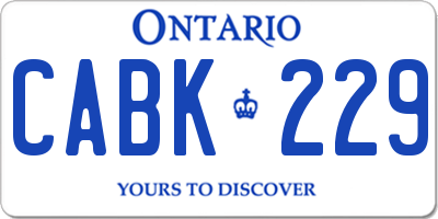 ON license plate CABK229