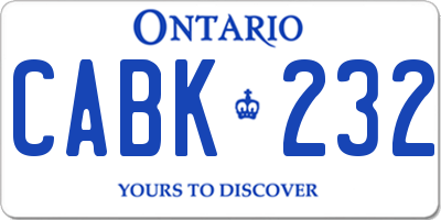 ON license plate CABK232