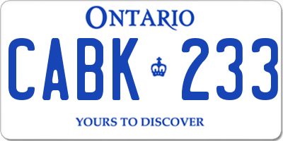 ON license plate CABK233