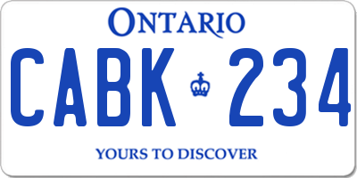 ON license plate CABK234