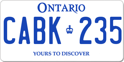 ON license plate CABK235