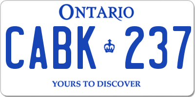 ON license plate CABK237