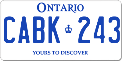 ON license plate CABK243