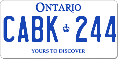 ON license plate CABK244