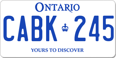 ON license plate CABK245