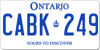 ON license plate CABK249