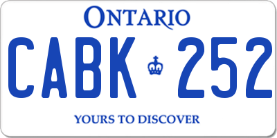 ON license plate CABK252