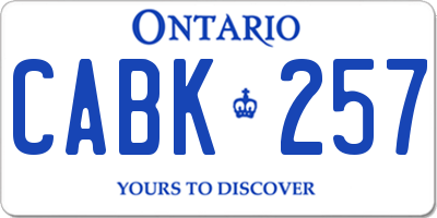 ON license plate CABK257