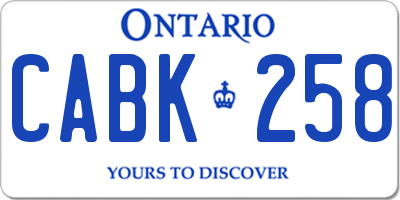 ON license plate CABK258