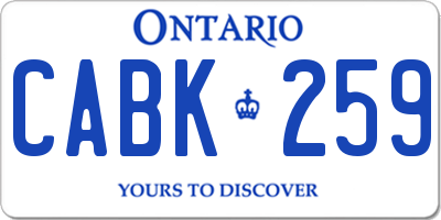 ON license plate CABK259