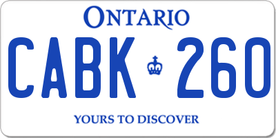 ON license plate CABK260