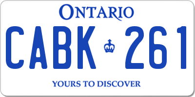 ON license plate CABK261