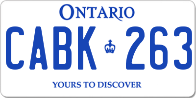 ON license plate CABK263