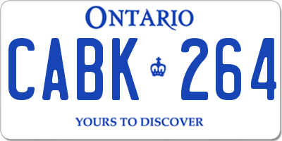 ON license plate CABK264